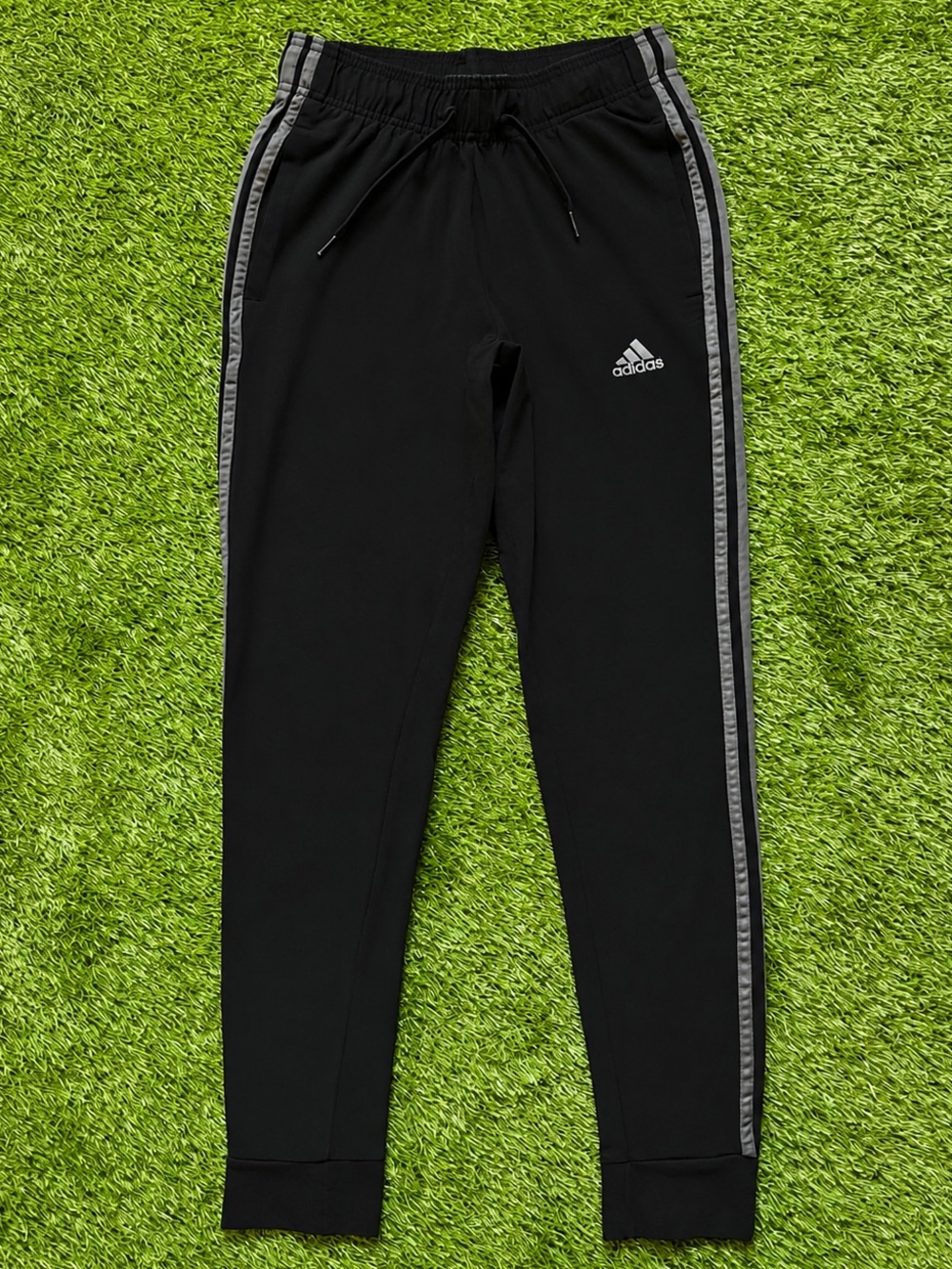 Adidas Black 3-Stripes Tapered Track Pants XS